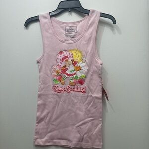 NWT Strawberry Shortcake Pink 'Keep Smiling' Graphic Cotton Tank Medium